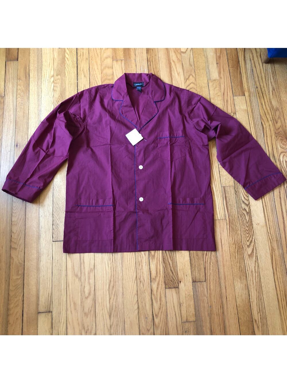 Christian Dior Vintage NWT Men’s Burgundy Maroon Monsieur Pajama Top Size XL